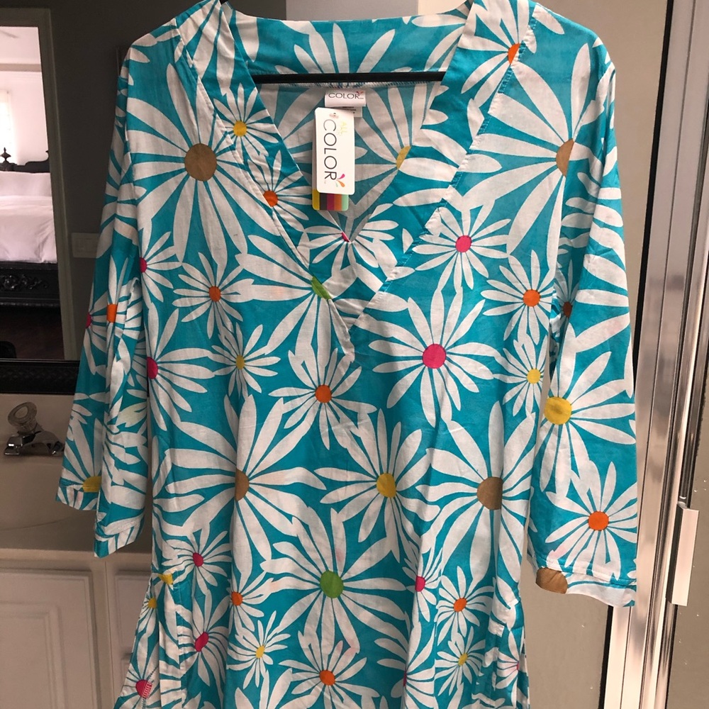 All for Color Tunic/Bathing Suit Coverup Sz L